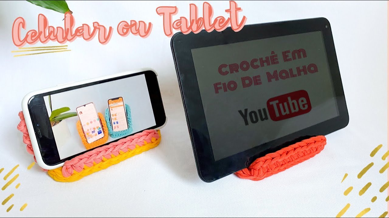 Suporte para Celular ou Tablet em crochê - Horizontal