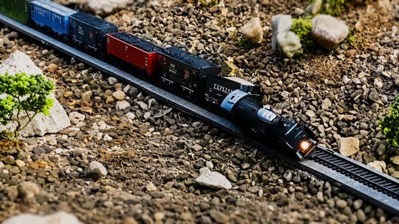 Наборы Rail King Train, Поезд попал под камнепад и сошел с рельсов