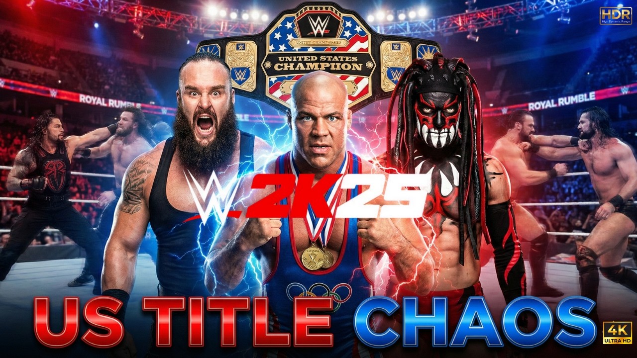 Kurt Angle vs Braun Strowman vs Finn Bálor – US Title Royal Rumble | WWE 2K25
