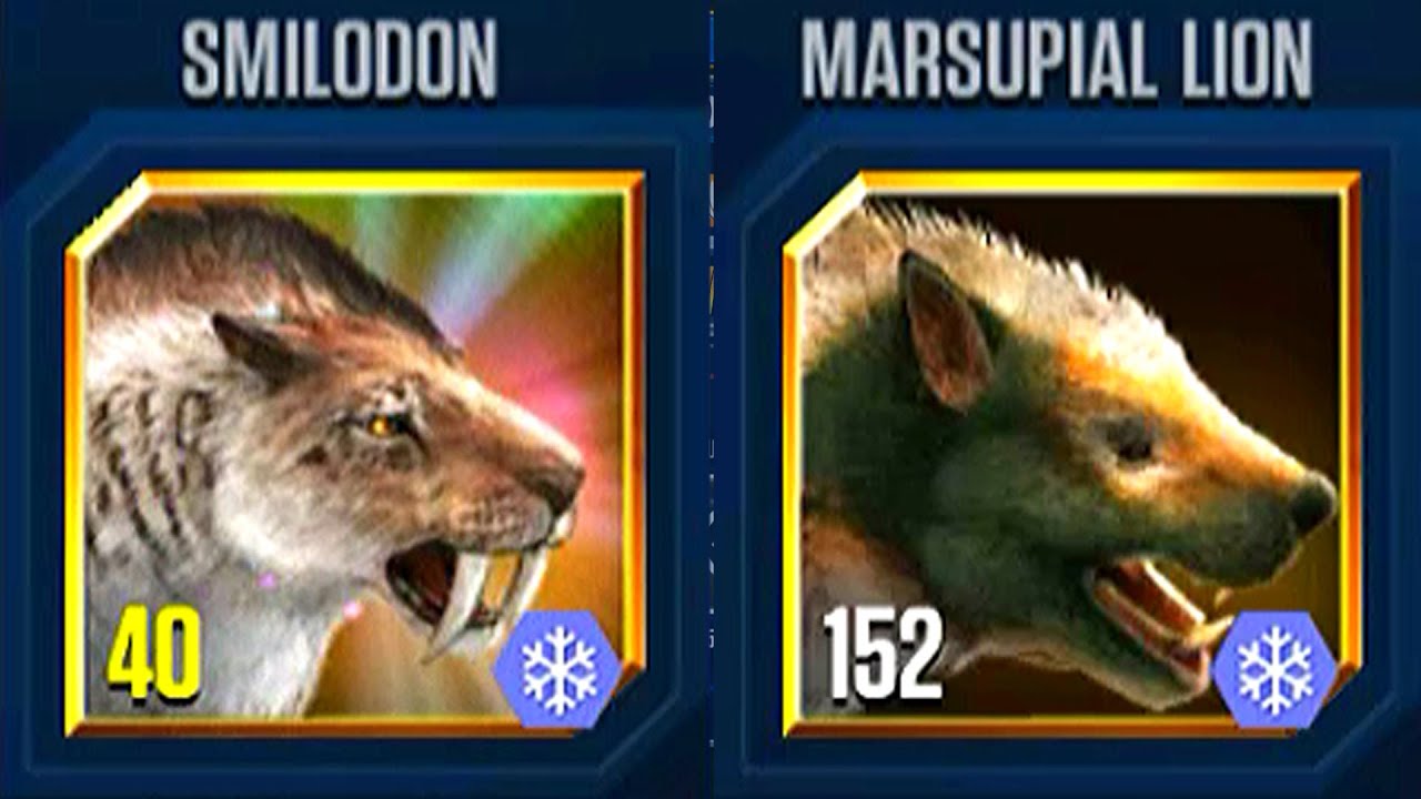 SMILODON VS MARSUPIAL LION | JURASSIC WORLD THE GAME