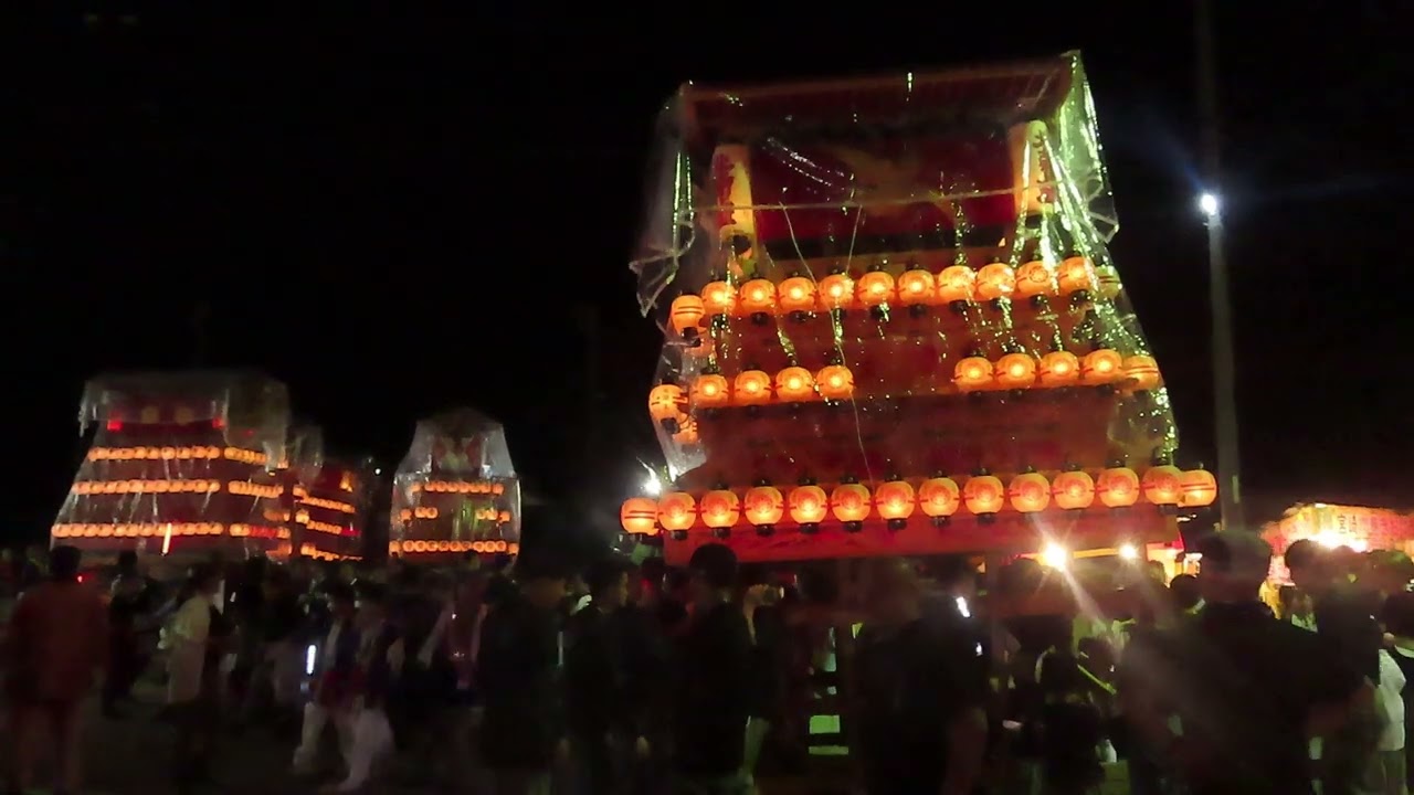 宮入り（川入り）を終えて御旅所で盛り上がる各だんじり。【西条まつり伊曽乃神社祭礼 】　２０２５年１０月１６日