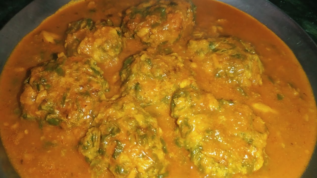 बिना fry पालक के नये तरीके की सब्जी रेसिपी | Spinach Fritters & Curry recipe |