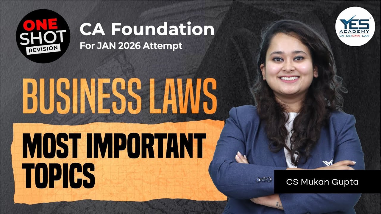 CA Foundation Business Laws | Most Important Topics | One Shot Revision Jan 2026 Attempt