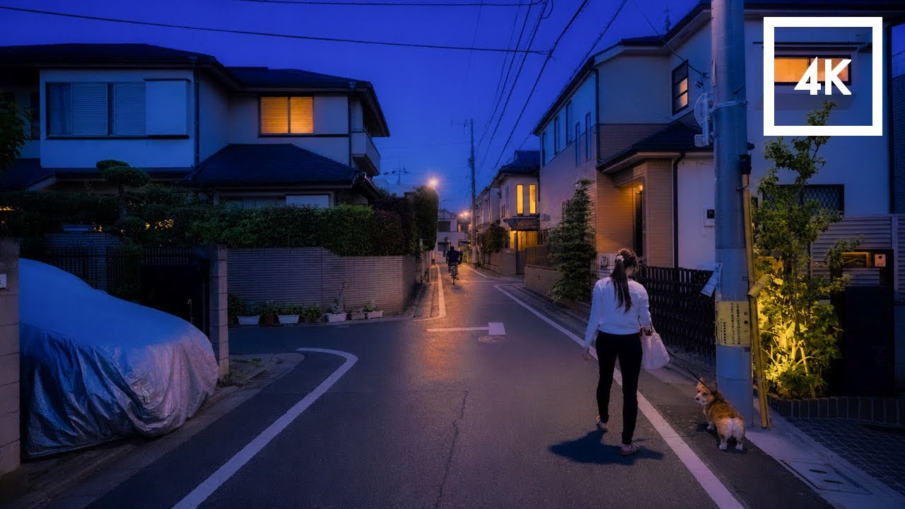 Blue Hour Walk in Tokyo | Relaxing Japan Street Atmosphere in 4K HDR
