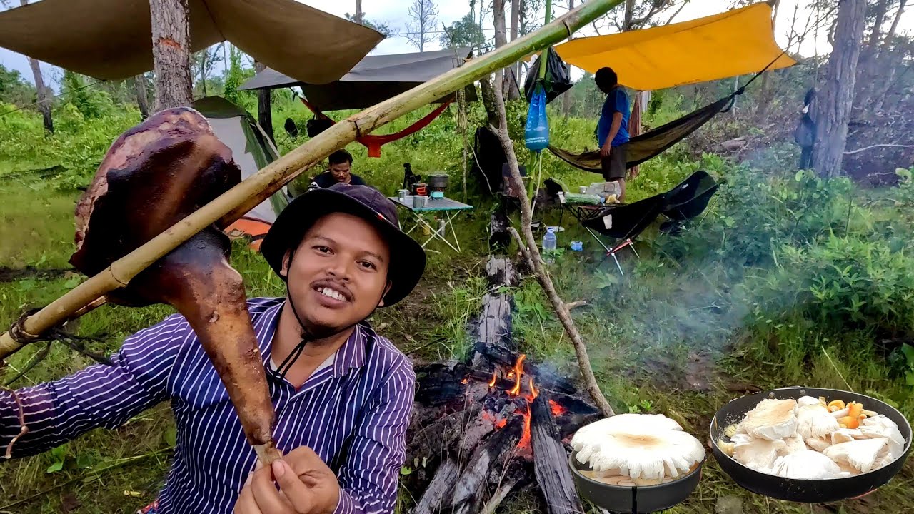 Camping & Fishing Adventure - Grilling Meat & Cooking Soup Outdoors