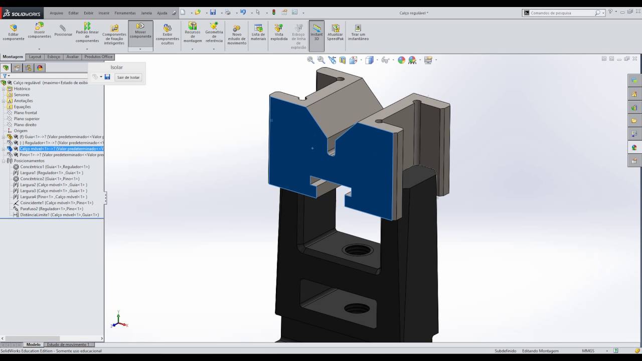 TUTORIAL SolidWorks LIMITAR MOVIMENTOS