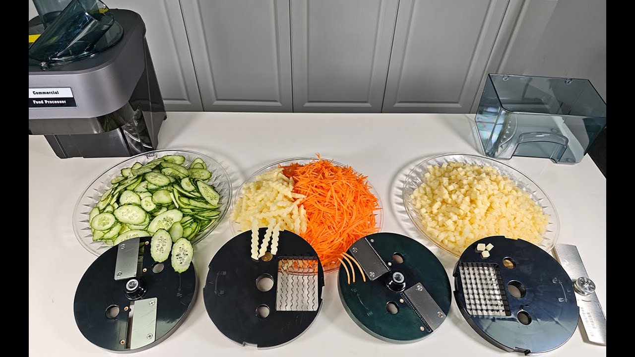 CRANDDI Commercial Food Processer have 4 Types of Blades: Slicer, Dicer, Grater and Wave Blade