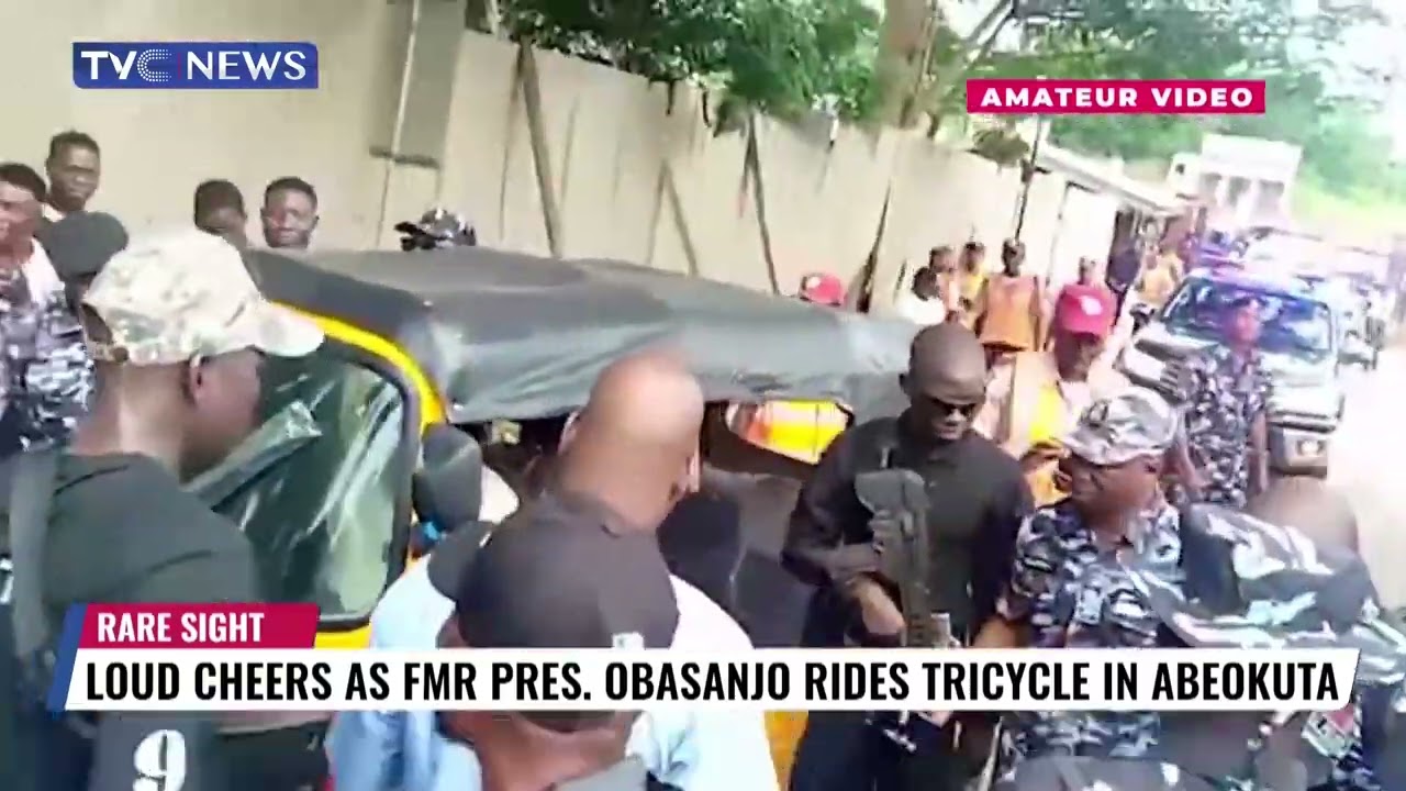(SEE VIDEO) Ex-President Obasanjo Rides Keke Napep in Abeokuta