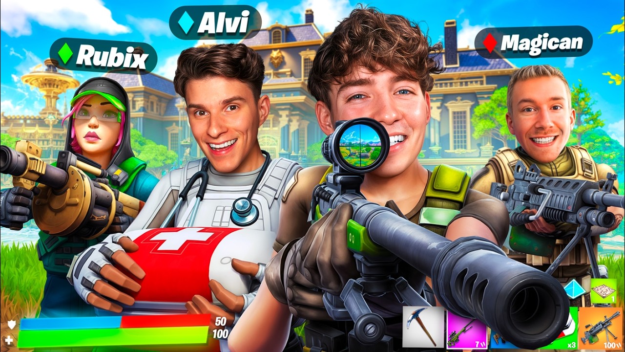 Die ROLLEN CHALLENGE mit ALVI, RUBIX und MAGICAN in FORTNITE!! 🤣😭