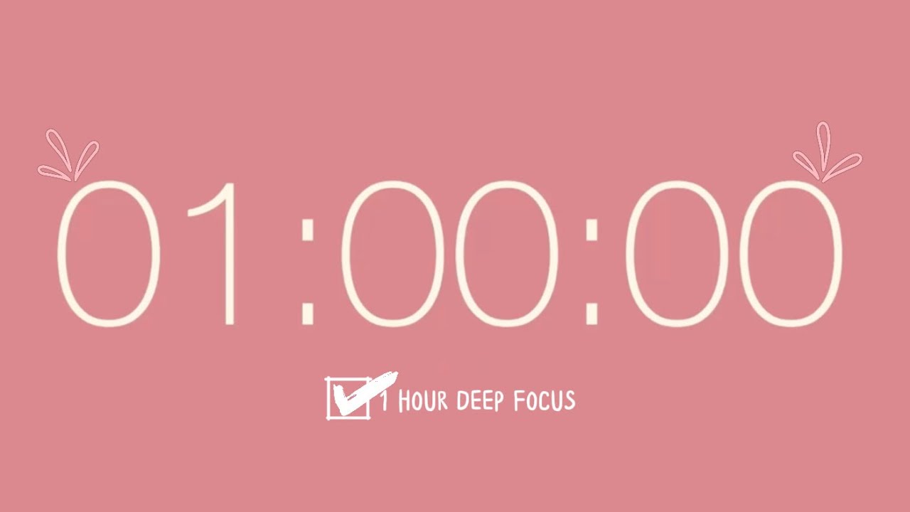1 Hour Deep Focus Timer 🌸 | Dusty Pink Aesthetic | No Music Countdown