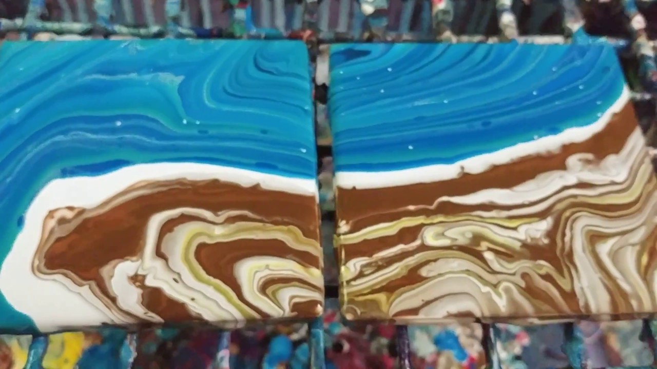 Acrylic pouring on tiles