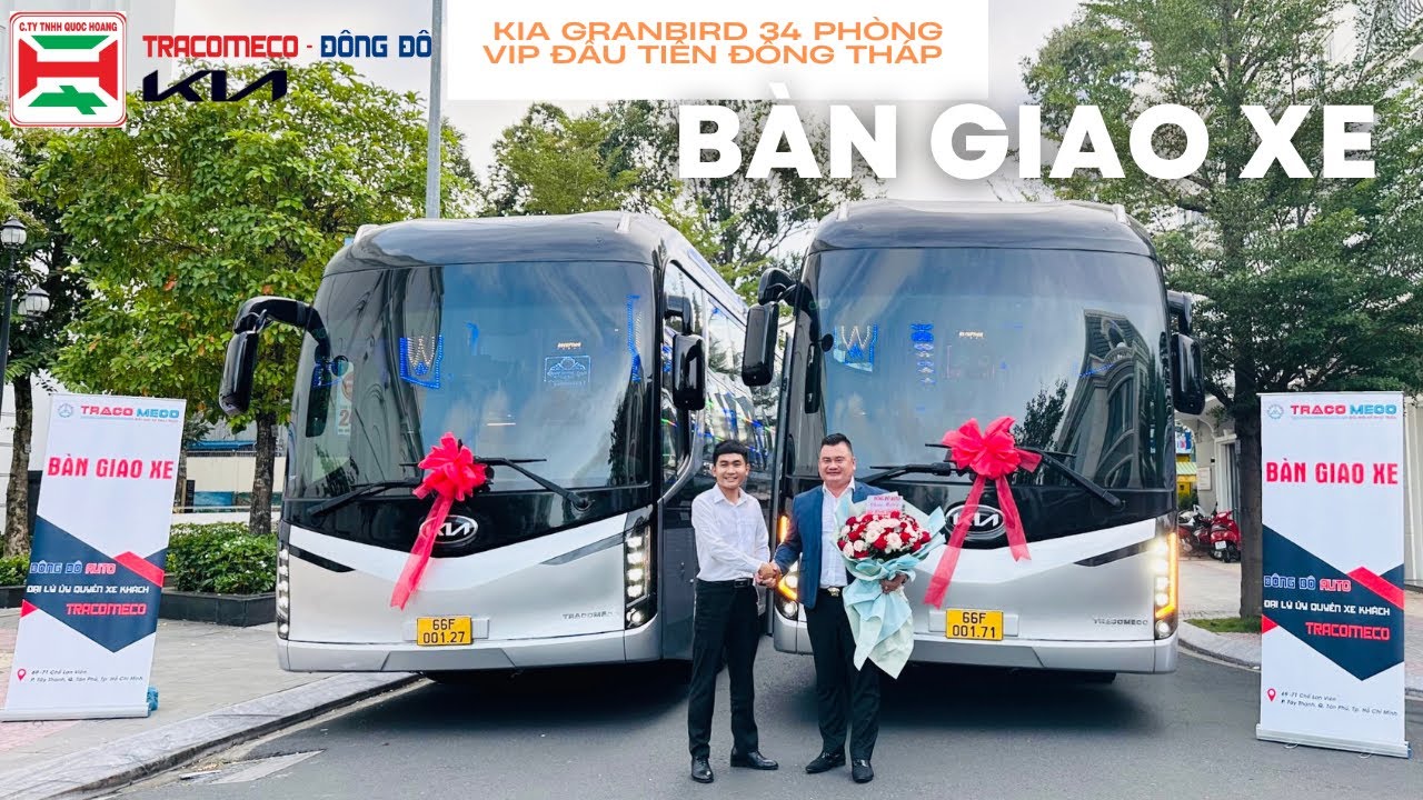 Bàn giao cặp xe KIA GRANBIRD 34P VIP cho NX.QUỐC HOÀNG | Xe phòng TRACOMECO động cơ Hyundai 425ps