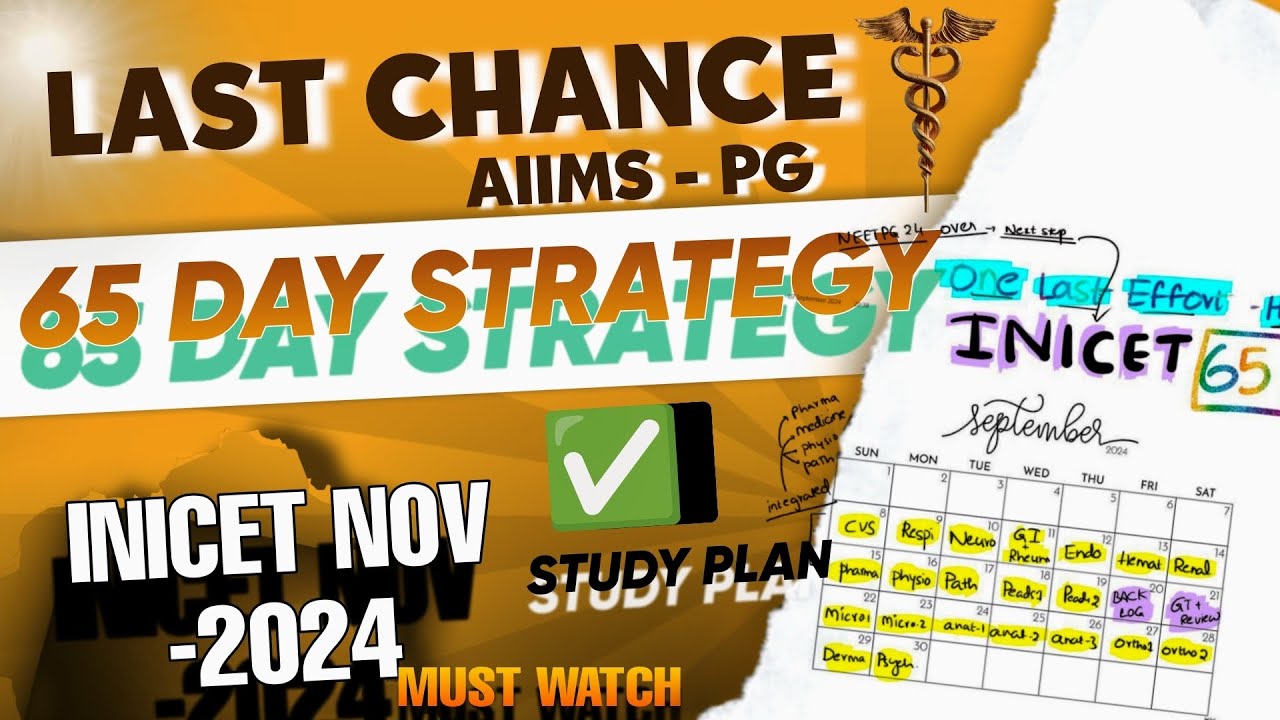 65 DAY STRATEGY INICET NOVEMBER 2024 ||NEET PG 2024||LAST CHANCE