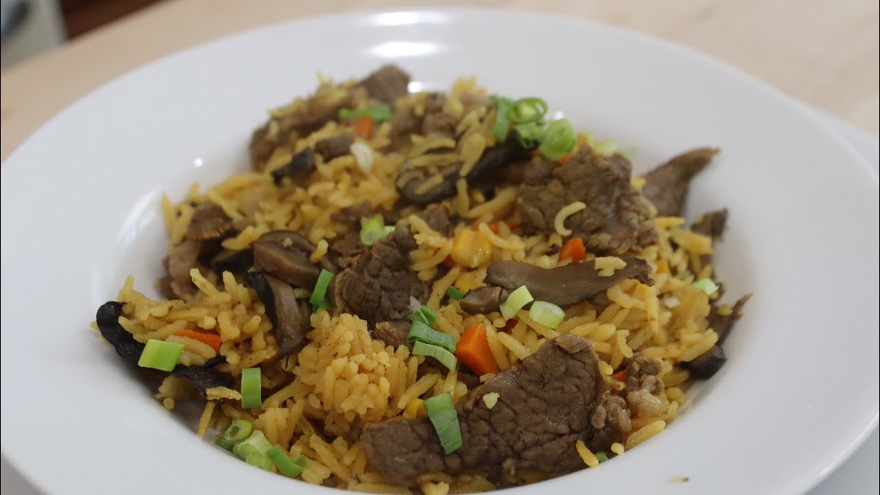Cómo preparar un delicioso Arroz con carne  de res y vegetales.