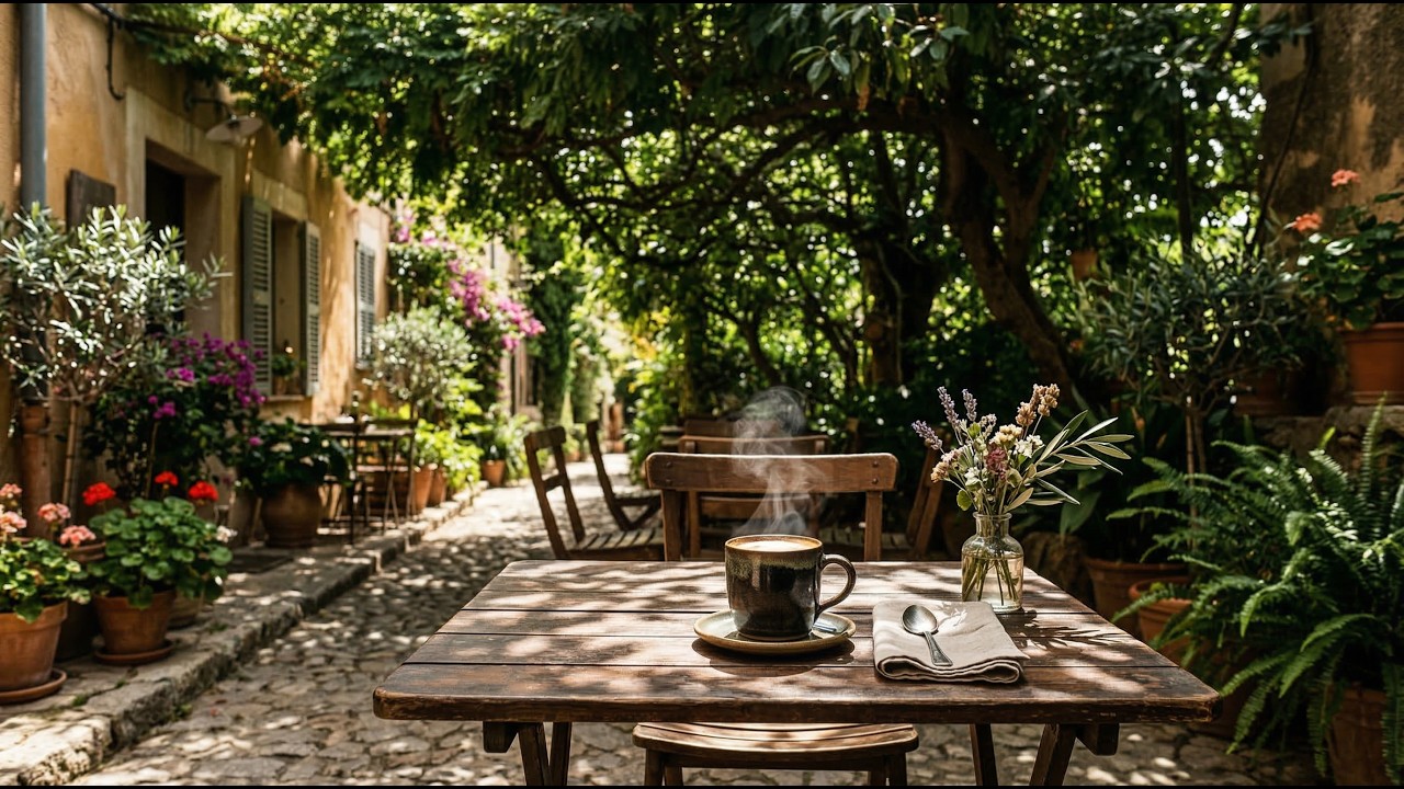 Island Shade Café Jazz ☕🌴 | Calm Spring Outdoor Coffee Vibes