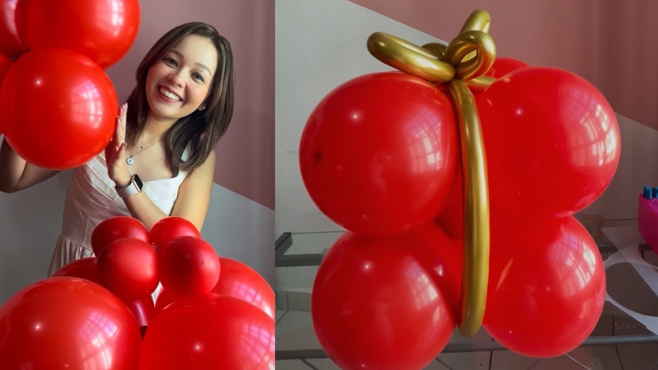 Como hacer un regalo navideño con globos FÁCIL Y RÁPIDO 