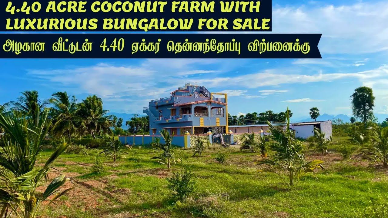 4.40 ACRE COCONUT FARM WITH LUXURIOUS HOUSE @ BEAUTIFUL LOCATION |4.40 ஏக்கர் தென்னந்தோப்பு விற்பனைக