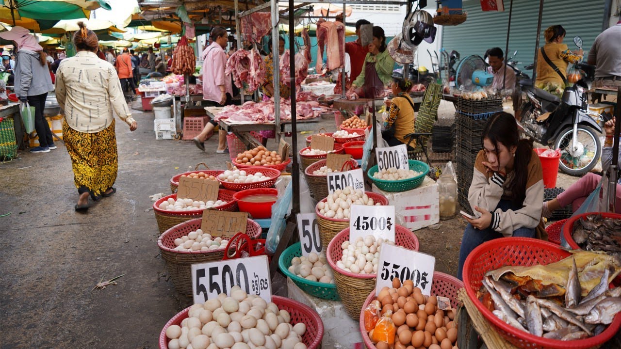 Compilation Food Market in Phnom Penh - Rural Small Fish, Pork, Beef, Fresh Vegetable & More Seafood