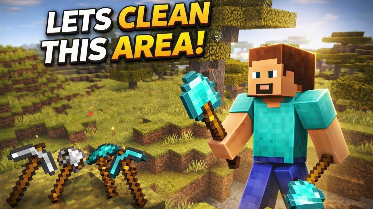 Lets Clean This Entire Area🔥 Minecraft Solo survival series day-14