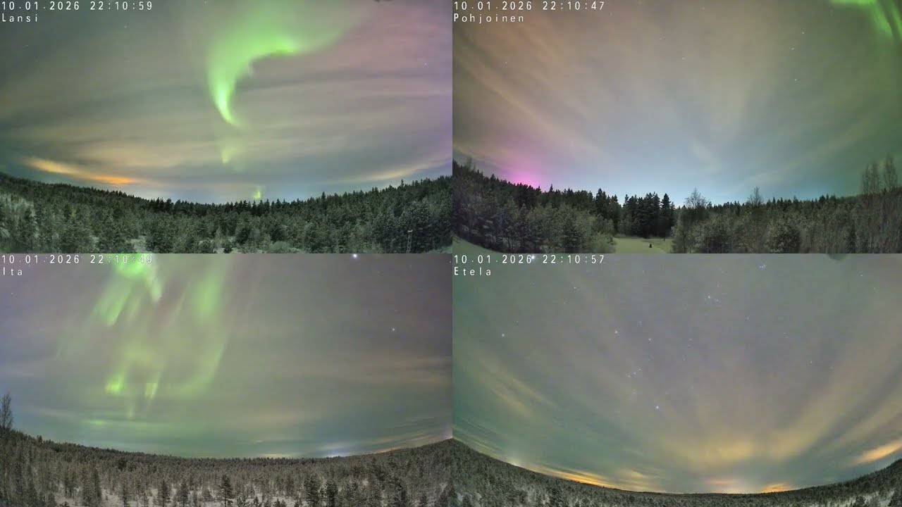 2026.1.10 Vuoden ensimmäinen kunnon revontulishow quad näkymässä