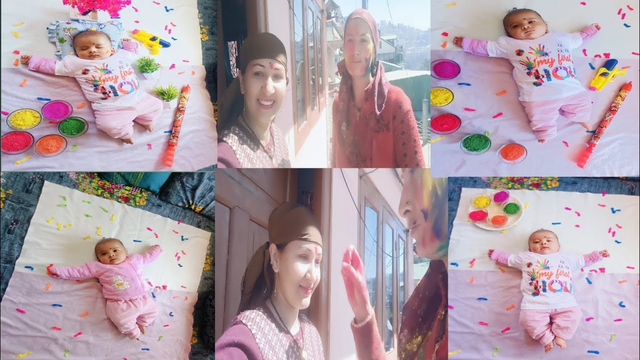 आज मैंने अपने बच्चे का पहला होली फोटो शूट किया,होली में बहुत injoy किया!#holi#frist#photoshoot