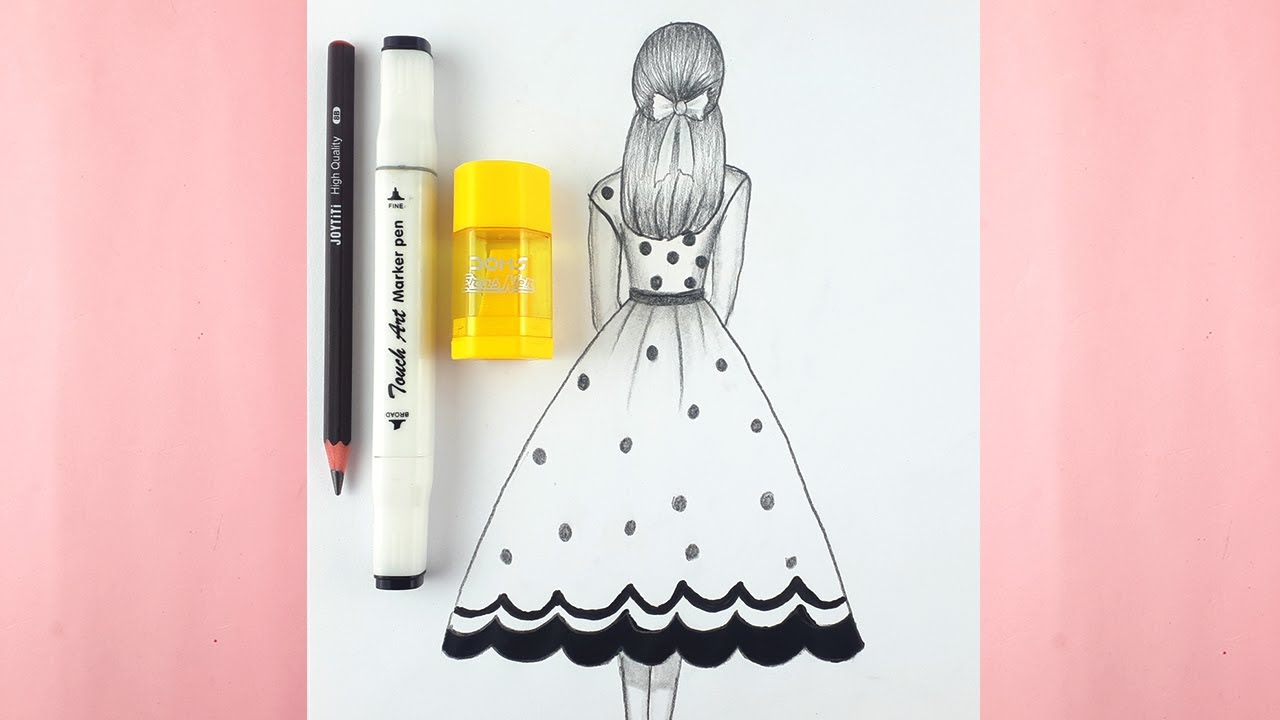 How to draw a Girl backside drawing easy / beautiful girl drawing / pencil drawing