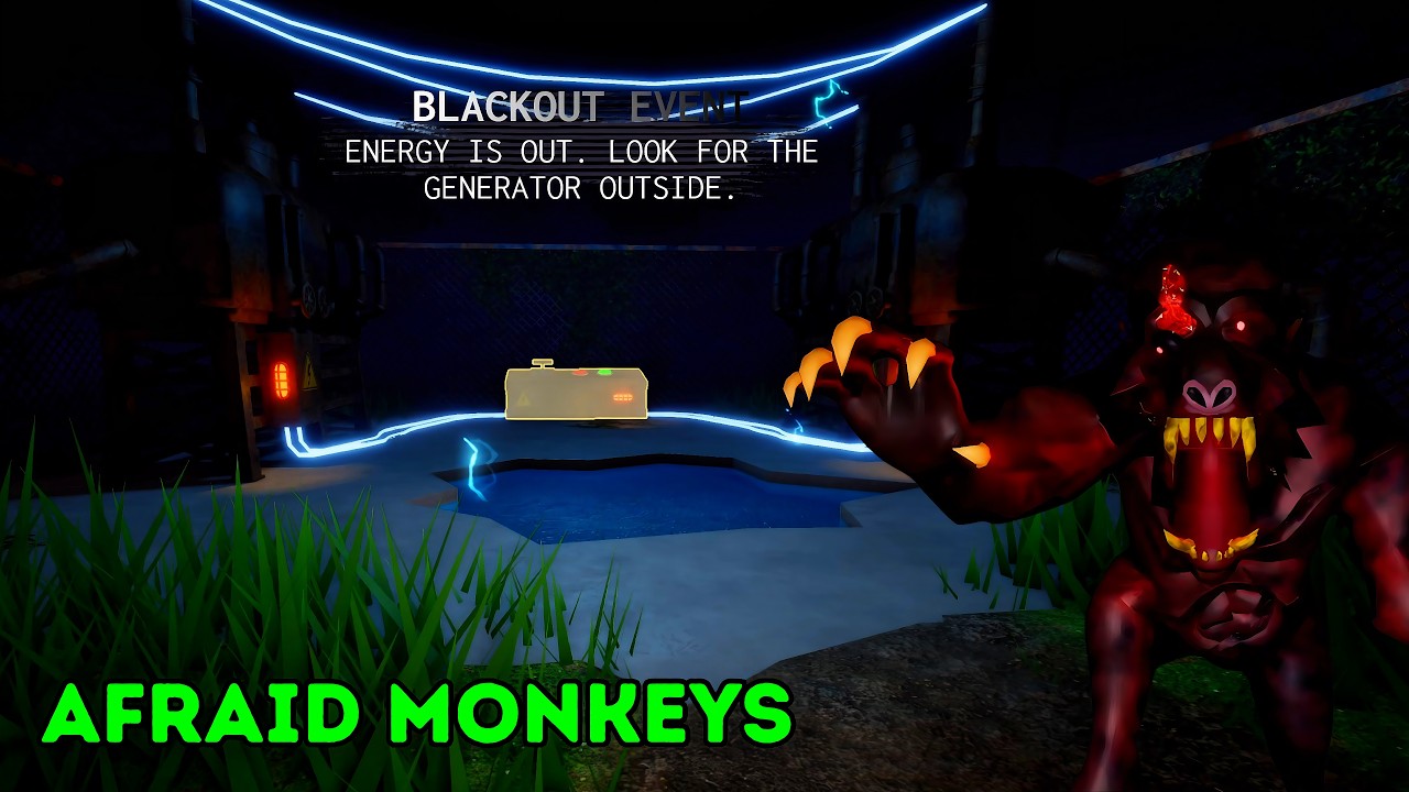 Location Blackout Event, Restore Generator & New Monster + Jumpscare In Afraid Monkeys | ROBLOX