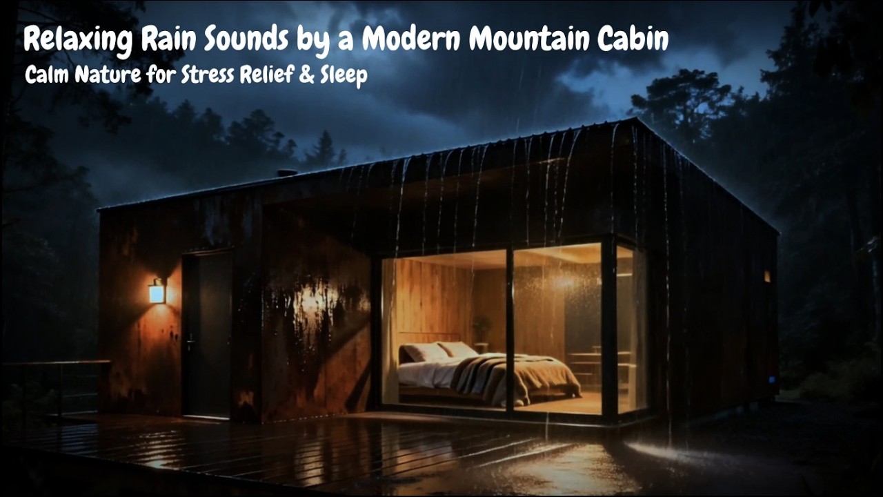 Relaxing Rain Sounds by a Modern Mountain Cabin | Calm Nature for Stress Relief & Sleep