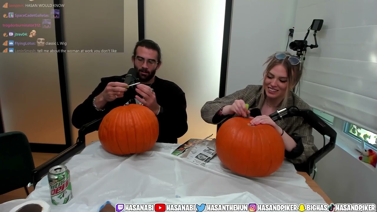 Hasan & QTCinderella Carve Pumpkins | HasanAbi Stream 10/23/22