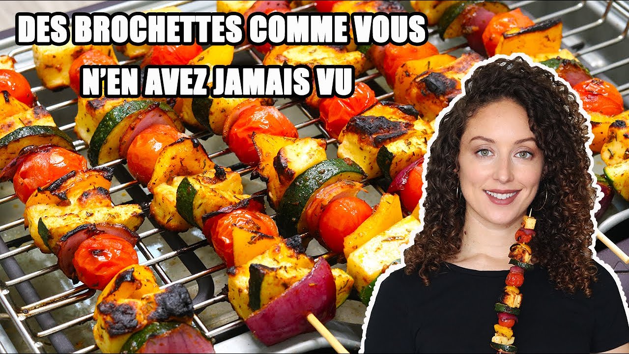 Comment faire des BROCHETTES AU HALLOUMI (recette de barbecue v&eacute;g&eacute;tarien)