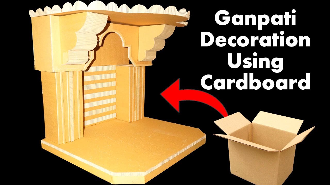 Ganpati Decoration Ideas for Home 2023 | Cardboard Craft Ganesh Decoration Ideas #ganaptidecoration