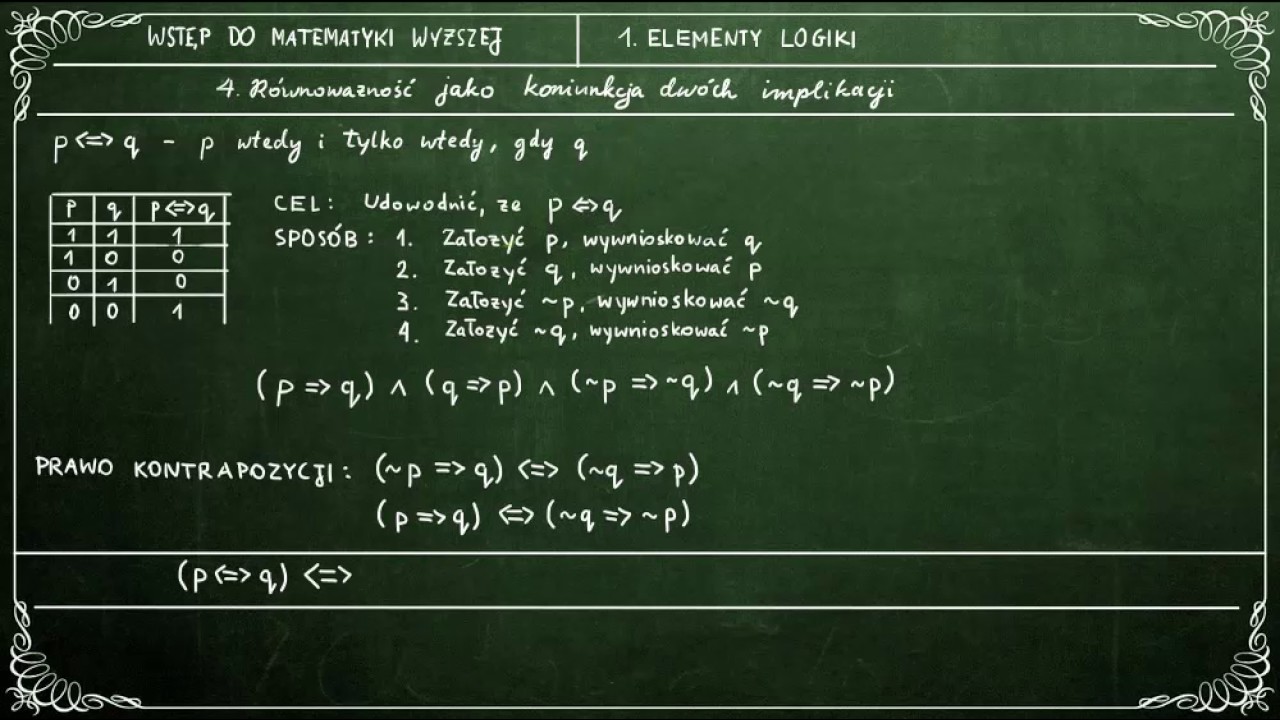 WSTĘP DO MATEMATYKI WYŻSZEJ - 1.4 Równoważność jako koniunkcja dwóch implikacji