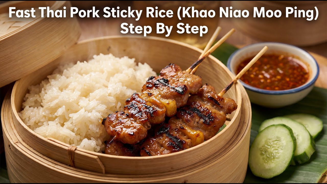 Fast Thai Pork Sticky Rice (Khao Niao Moo Ping) Cooking Guide Step By Step
