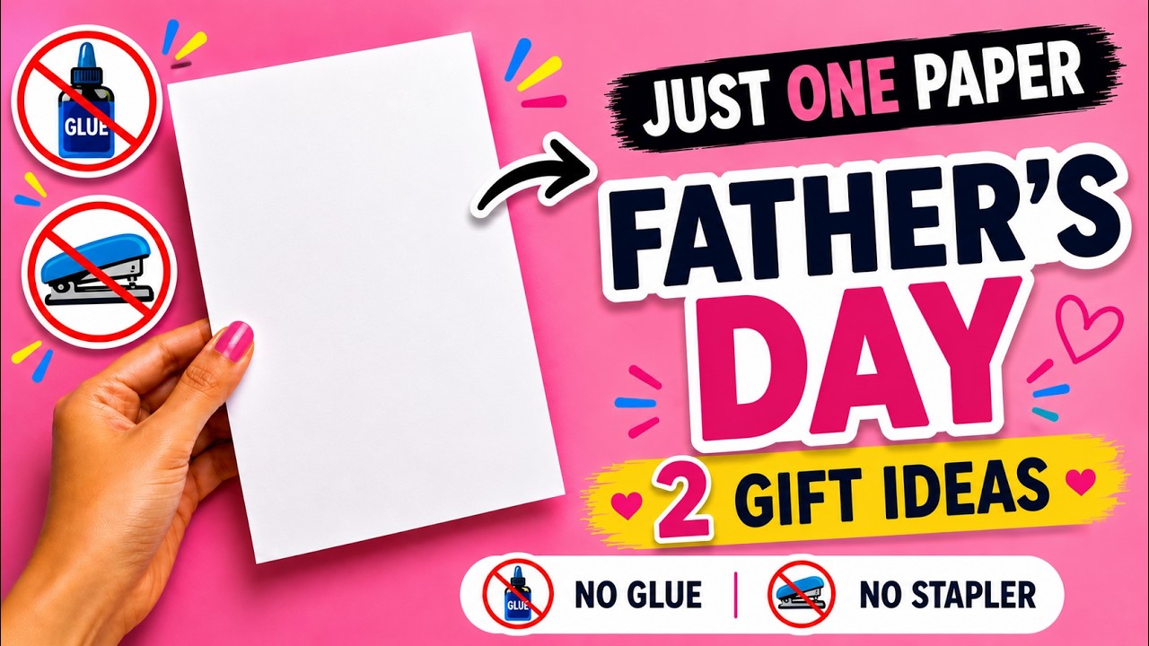 Just One Paper! 😱2 Easy DIY Father&rsquo;s Day Card & Gift Idea (No glue)