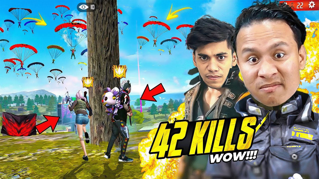 Ого, ничего себе 😱 42 убийства в лобби топ-1 уровня грандмастера с @UnGraduateGamer — Free Fire Max