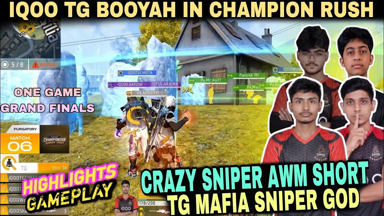 🚨CRAZY SNIPER AWM SHORT TG MAFIA | IQOO TG BOOYAH GAMEPLAY ☠️| CHAMPION RUSH GRAND FINALS ONE GAME
