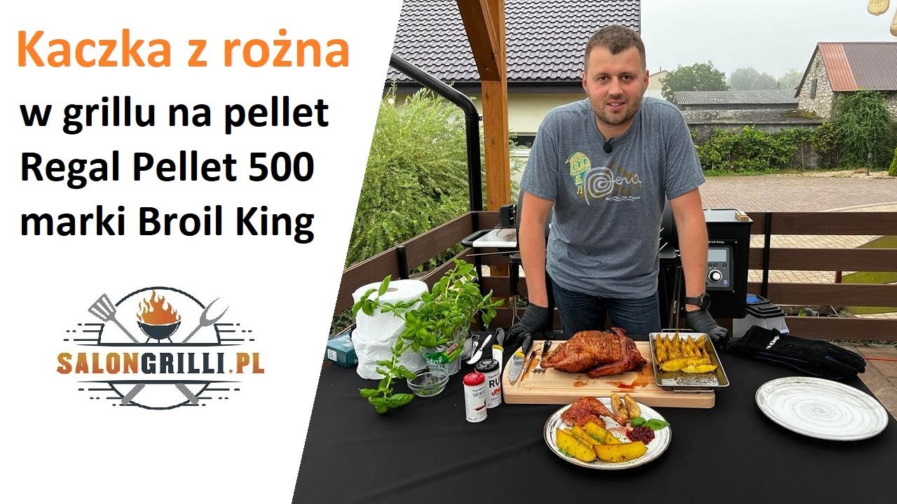 Kaczka z rożna zrobiona w grillu na pellet drzewny Regal Pellet 500 marki Broil King SalonGrilli.pl