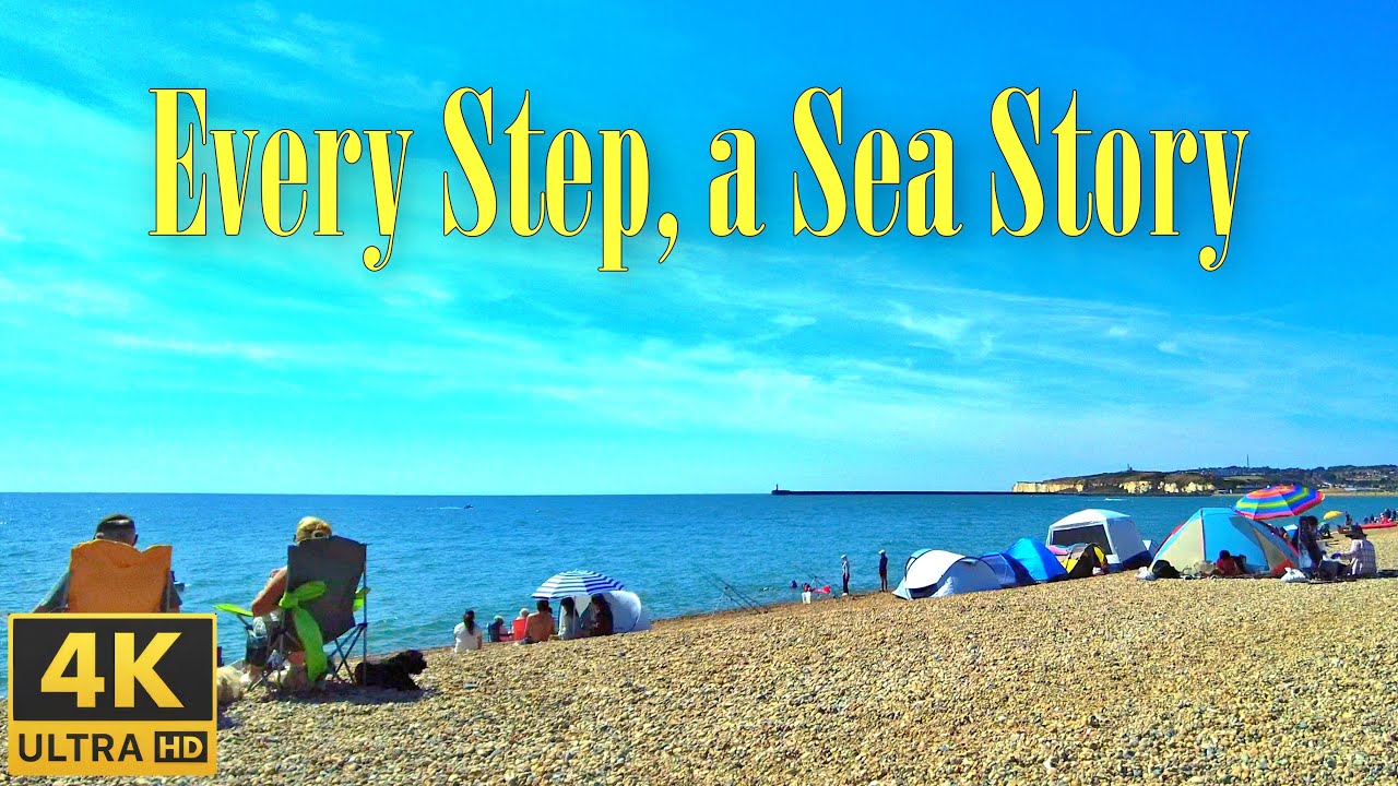 Walking tour at Seaford Beach, UK | Scenic Coastal Walk with Waves & Wind