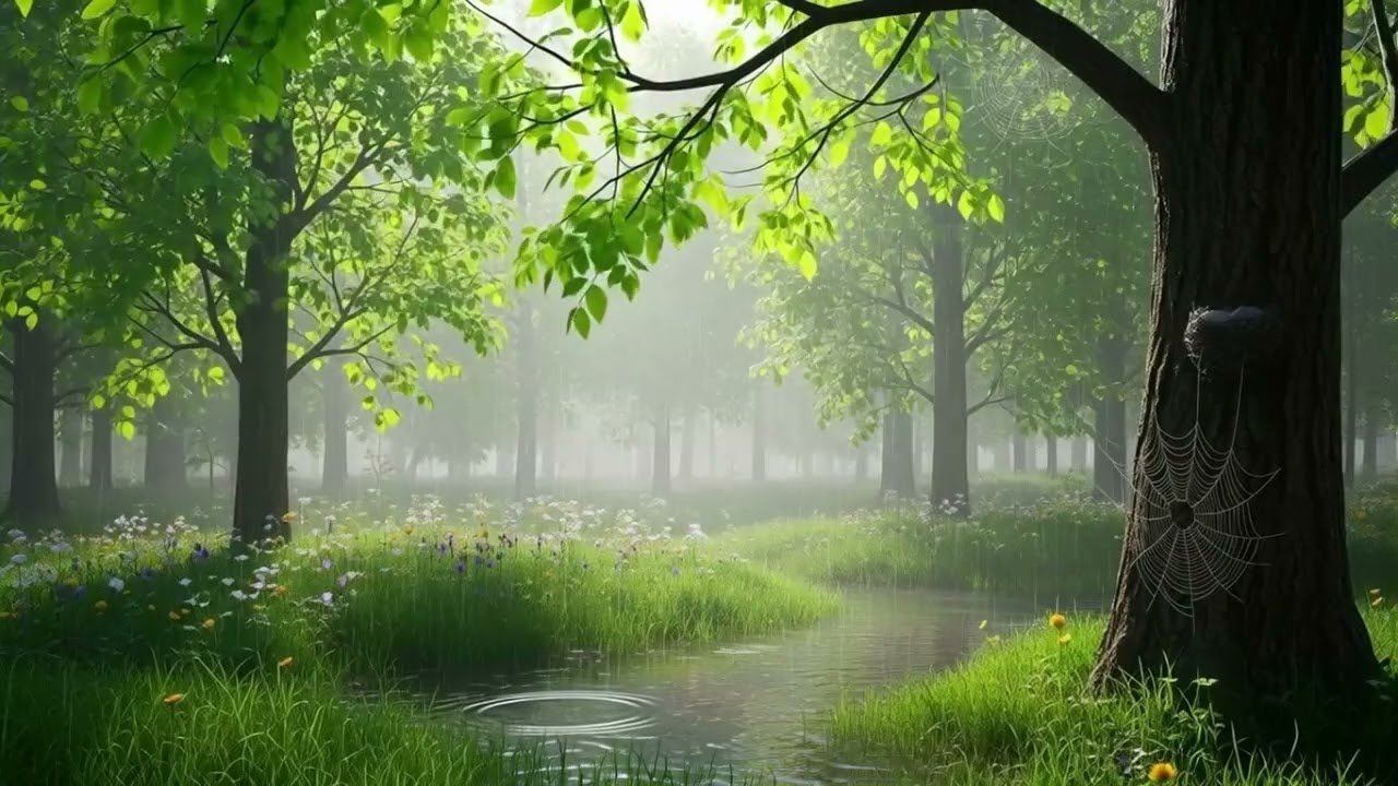🌿 Spring Forest Rain & Birds 🌿 Gentle Morning Ambience for Deep Sleep | 10 Hours
