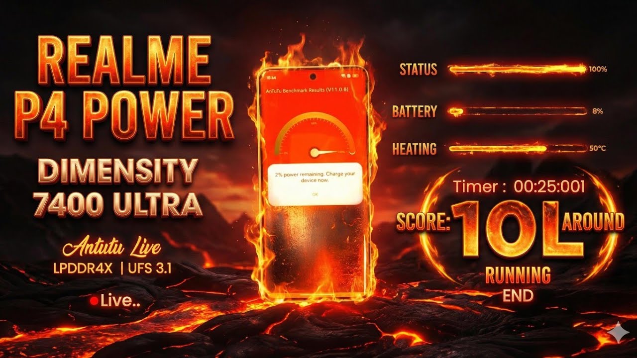 10,001mAh BATTERY! 🔋 Realme P4 Power Antutu Benchmark! with Low Battery!