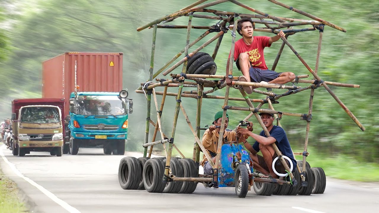 Riding the Weirdest Two-Storey Bamboo Scooter of Indonesia