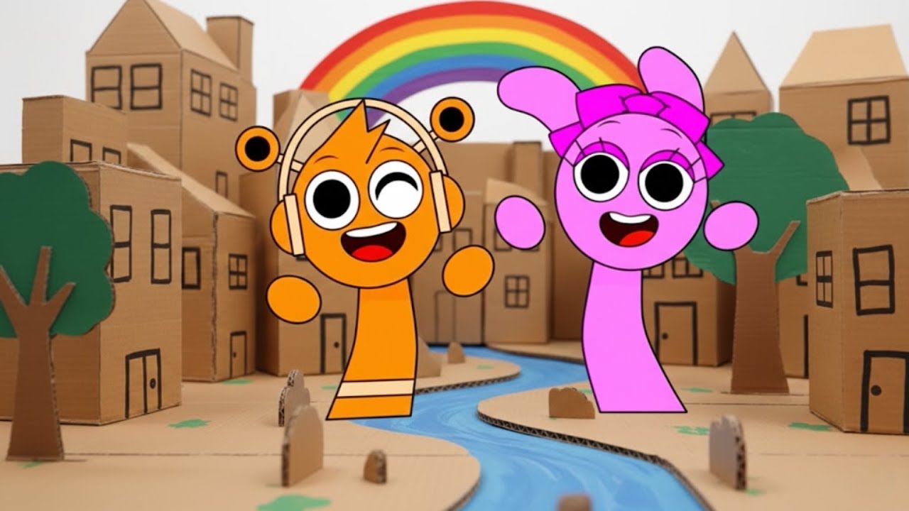 Sprunki IRL 🌈 Cardboard World! Oren & Pinki’s New Life