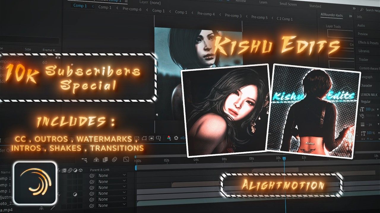 10K Special Editing Pack Alight Motion ⚡ (AE Style CC, Shakes, Watermarks, Intros & Outros)