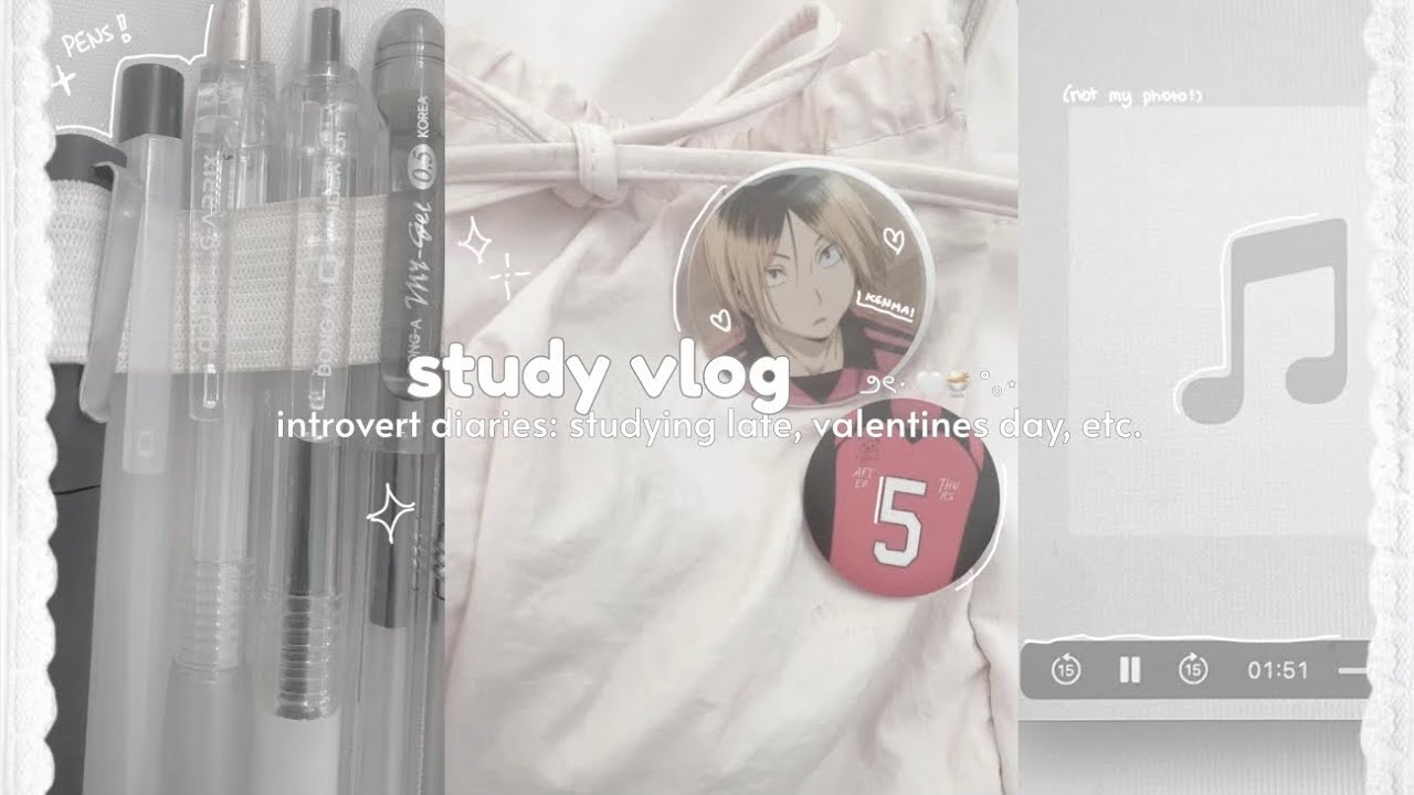 ౨ introvert diaries ep.5: study vlog ৎ⋆ 🎧˚｡ stu(dying) late, practicing + valentines day !!