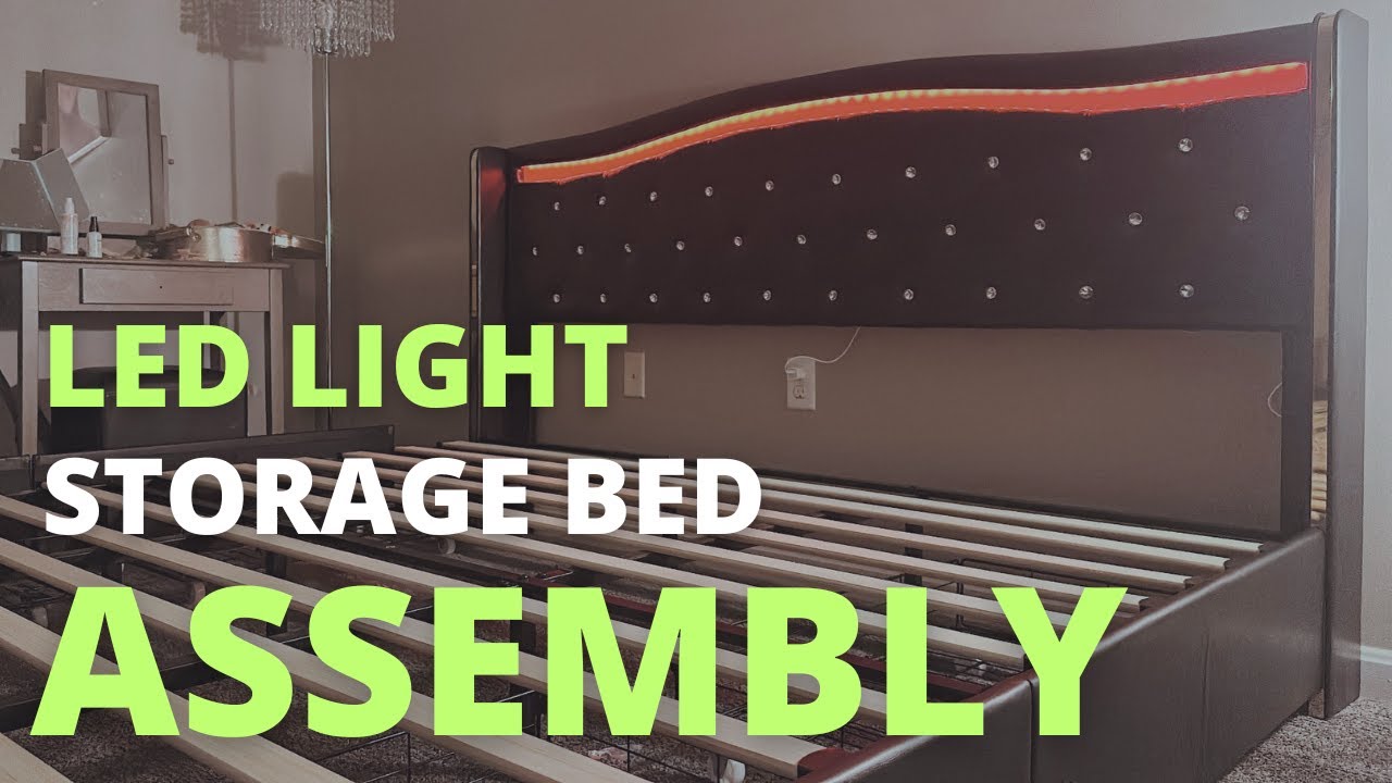 HIFIT Smart LED Platform Bed Frame 4 Storage Drawers Assembly | Areyon Storage Bed with LED Lights