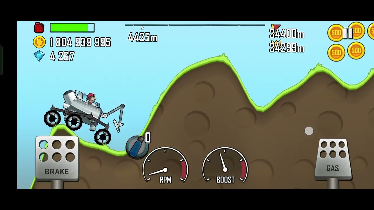 Hill climb racing countryside with moonlander full run part 1
