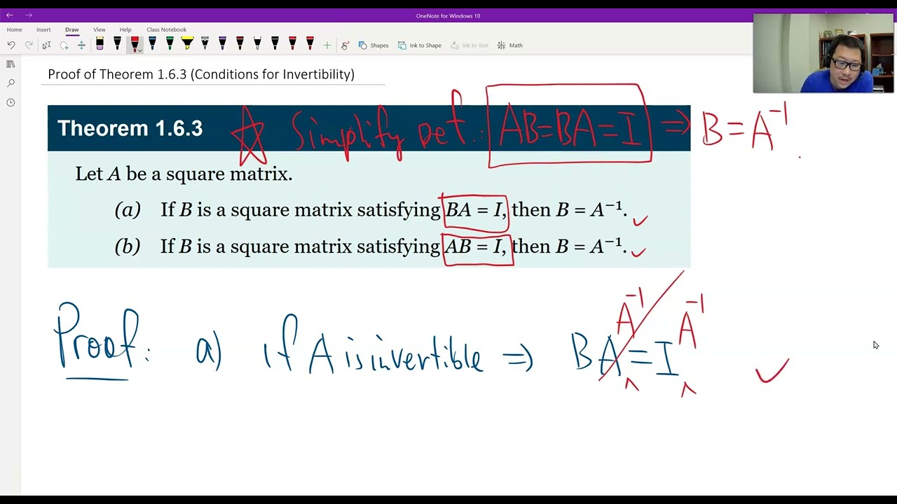 Theorem 1.6.3 (Conditions for Invertibility)