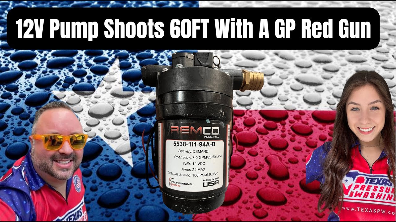 12V Pump Shoots 60FT with a Red Gun