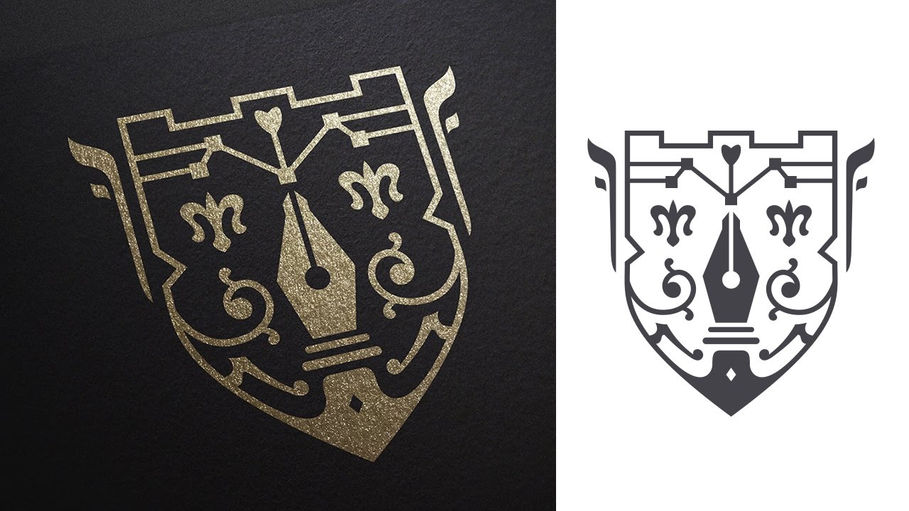 Pen Tool Heraldic Logo in Illustrator