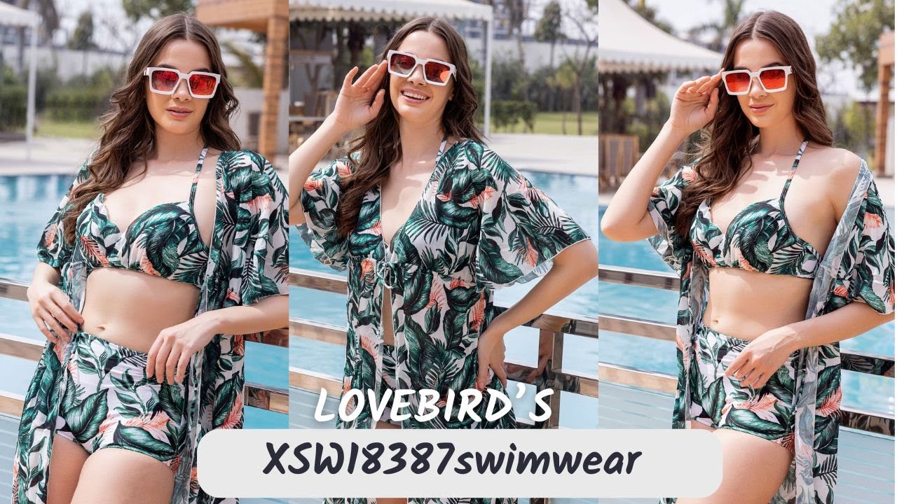 XSW18387 | 3. Pcs.Swim Curve Plus Tropical Print Push Up | Lovebird Lingerie ® | Sanjeev Store